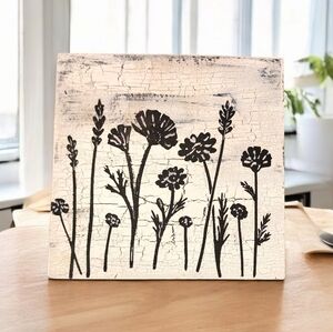 Handpainted Pencil Flowers small wood sign